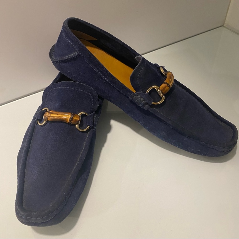 Gucci Navy Suede Loafers Sz 10